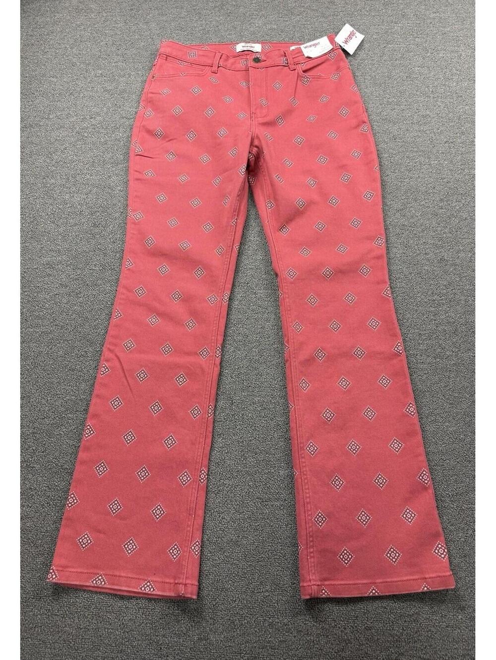 Wrangler Women's 12 High Rise Bold Bootcut Red Diamond Bandana Print Jeans NWT